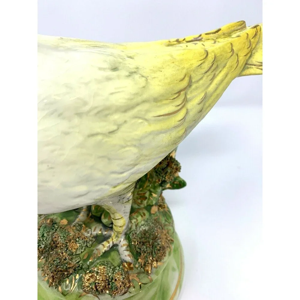 Vintage Freeman Leidy Majolica Ceramic Bird Sculpture 9 3/4